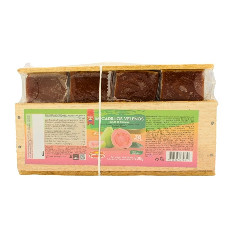 Bocadillos Veleños De Guayaba De Madera 800g 36Und