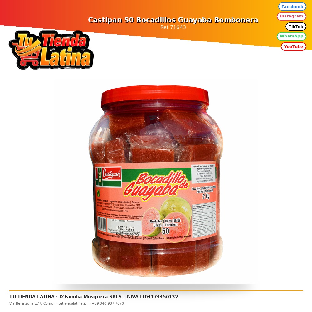 Castipan 50 Bocadillos Guayaba Bombonera