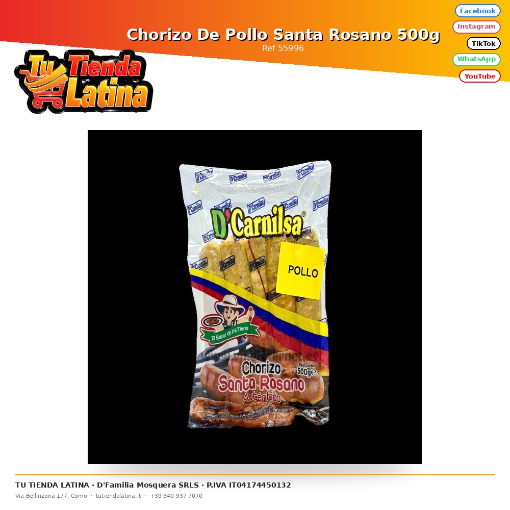 Chorizo De Pollo Santa Rosano 500g