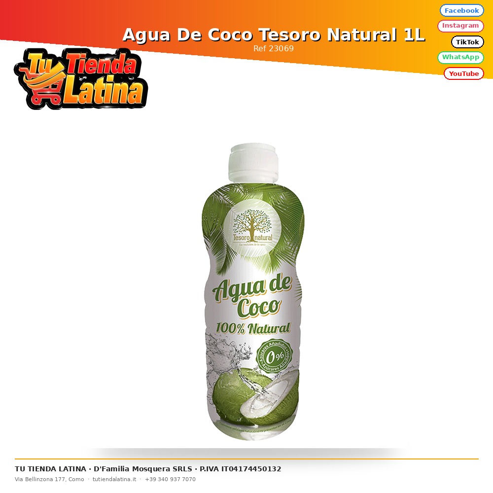 Agua De Coco Tesoro Natural 1L