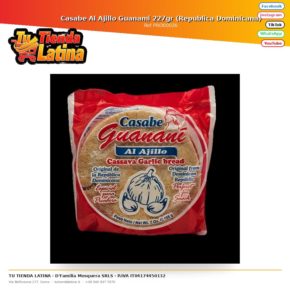 Casabe Al Ajillo Guanami 227gr (Republica Dominicana)
