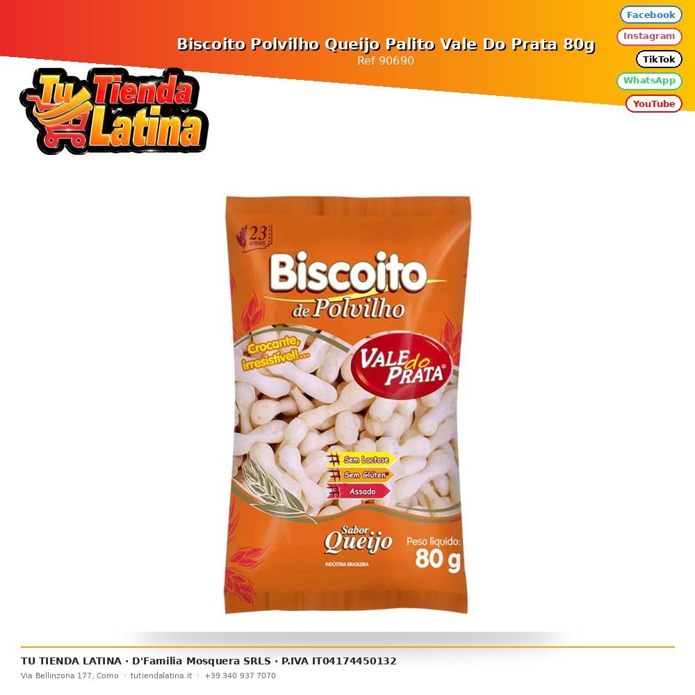 Biscoito Polvilho Queijo Palito Vale Do Prata 80g