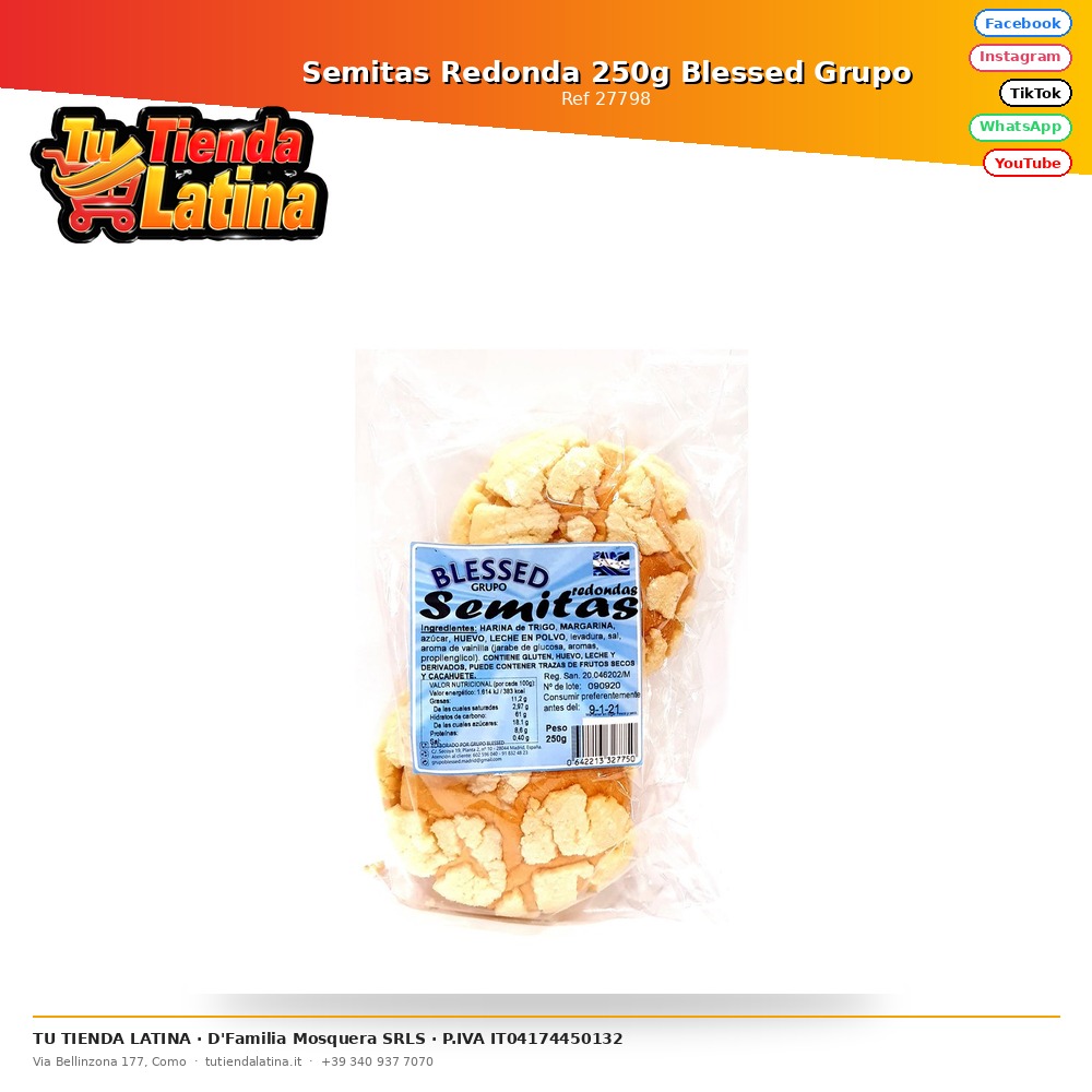 Semitas Redonda 250g Blessed Grupo