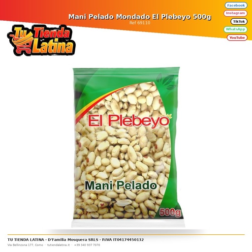 [69110] Mani Pelado Mondado El Plebeyo 500g