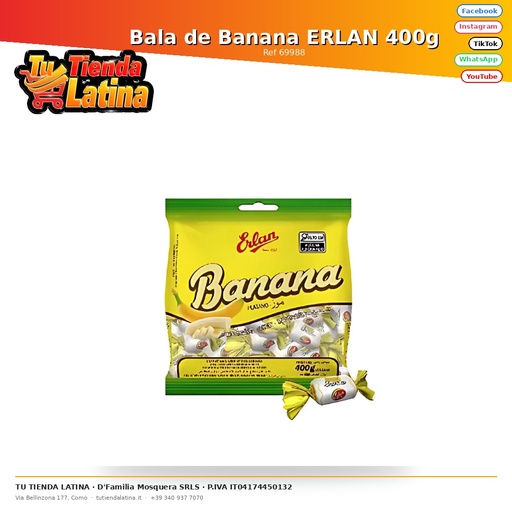 [69988] Bala de Banana ERLAN 400g