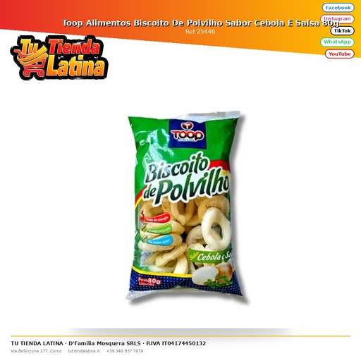 [25446] Toop Alimentos Biscoito De Polvilho Sabor Cebola E Salsa 80g