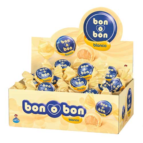 [12678] ​Bon o Bon Blanco Arcor 450 g – Bombones de Chocolate Blanco con Relleno de Crema de Maní