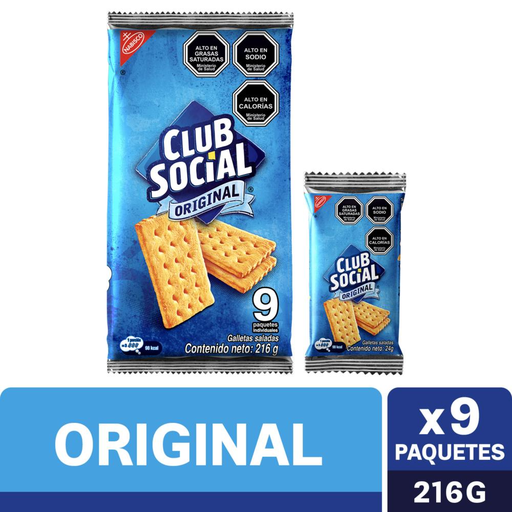 Galletas Saladas Club Social Original 216g 9und
