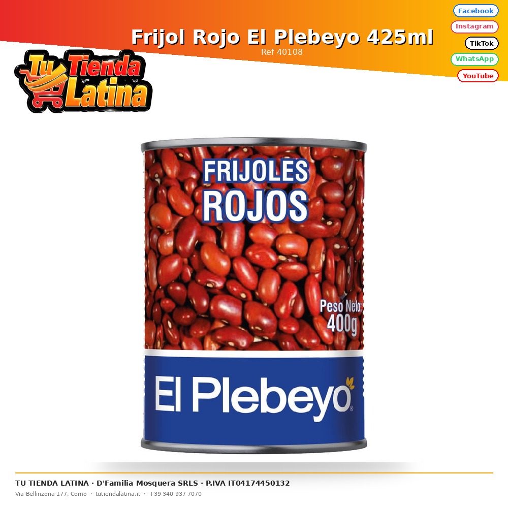El Plebeyo Red Bean 425ml