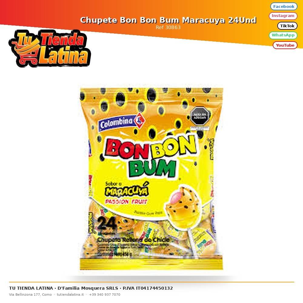 Chupete Bon Bon Bum Maracuya 24Und