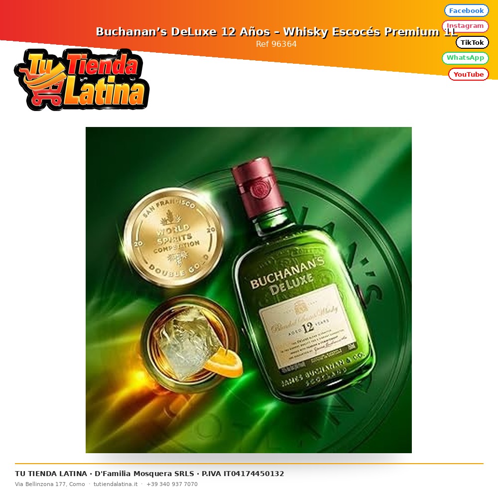 Buchanan's DeLuxe 12 Anni – Premium Scotch Whisky 1L
