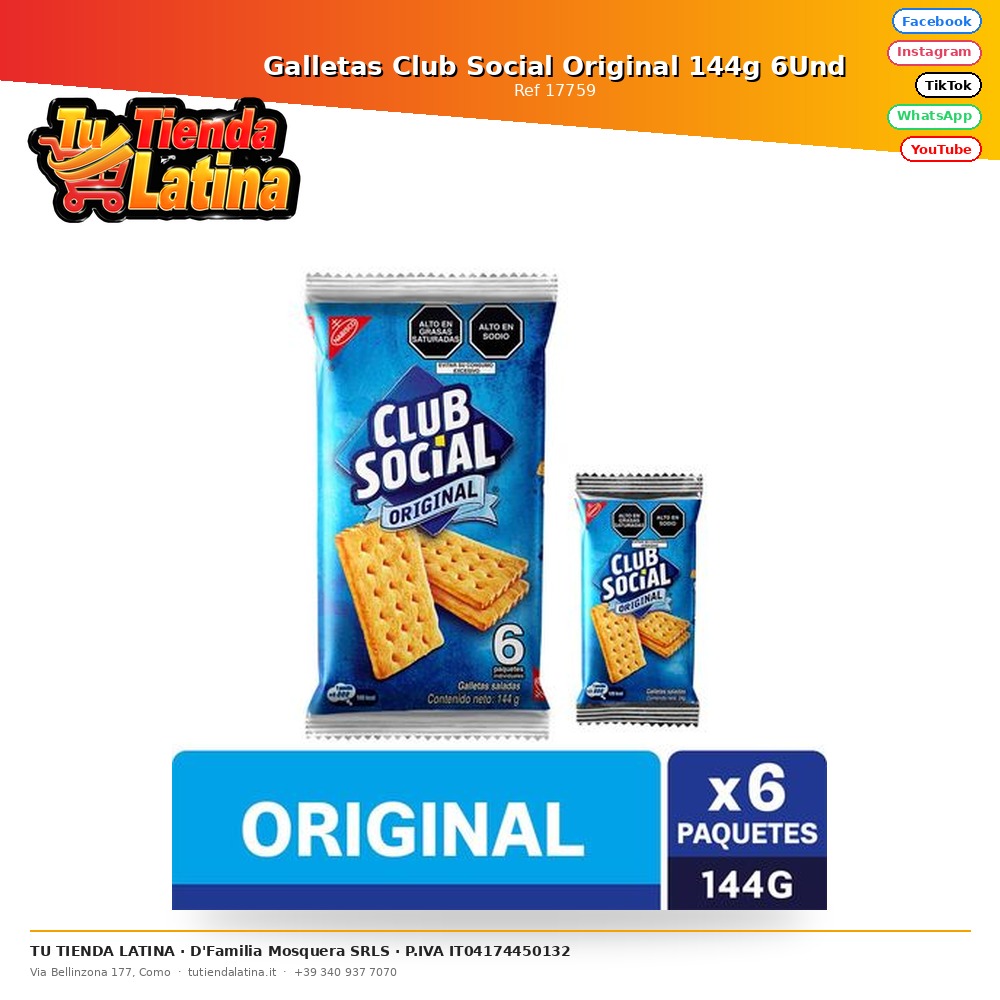 Biscotti originali del Social Club 144g 6Und