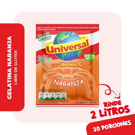 Gelatina Sabor A Naranja Universal 140g