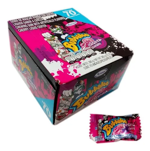 Chicle Bubbaloo Cereza 70 Piezas Caja De 375g