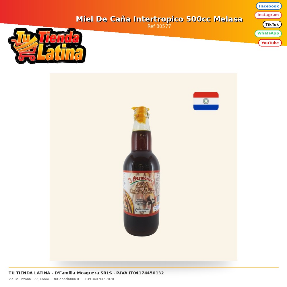 Intertropical Cane Honey 500cc Molasse