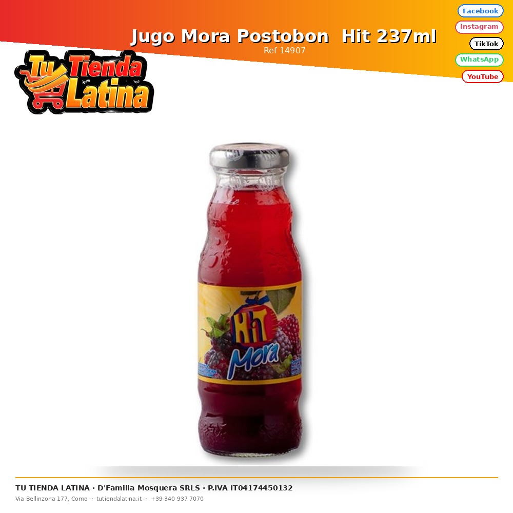 Postobon Hit Blackberry Juice 237ml