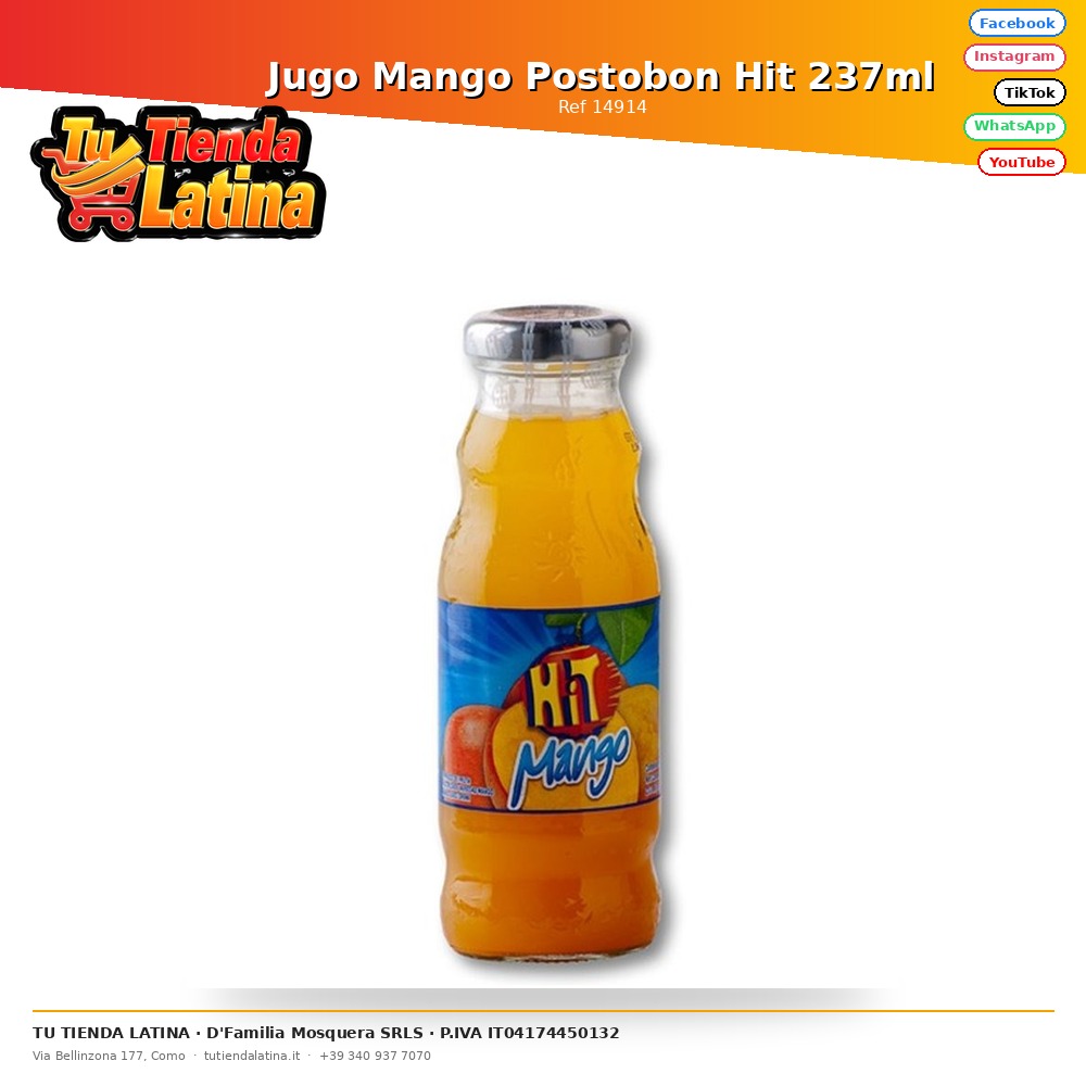 Postobon Hit Succo Di Mango 237ml