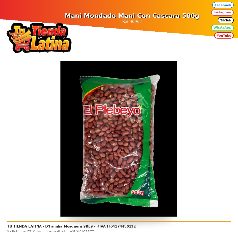 Mani Mondado Mani Con Cascara 500g