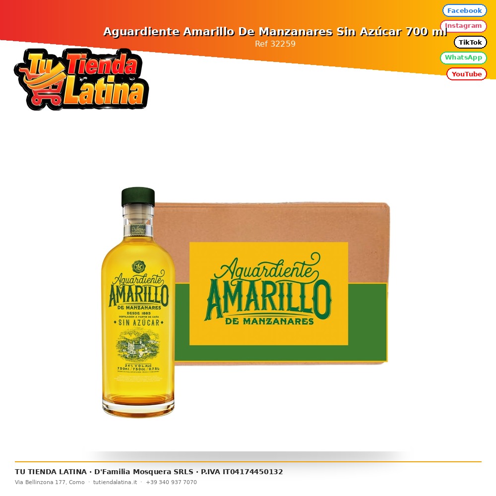 Aguardiente Amarillo De Manzanares Sin Azúcar 700 ml