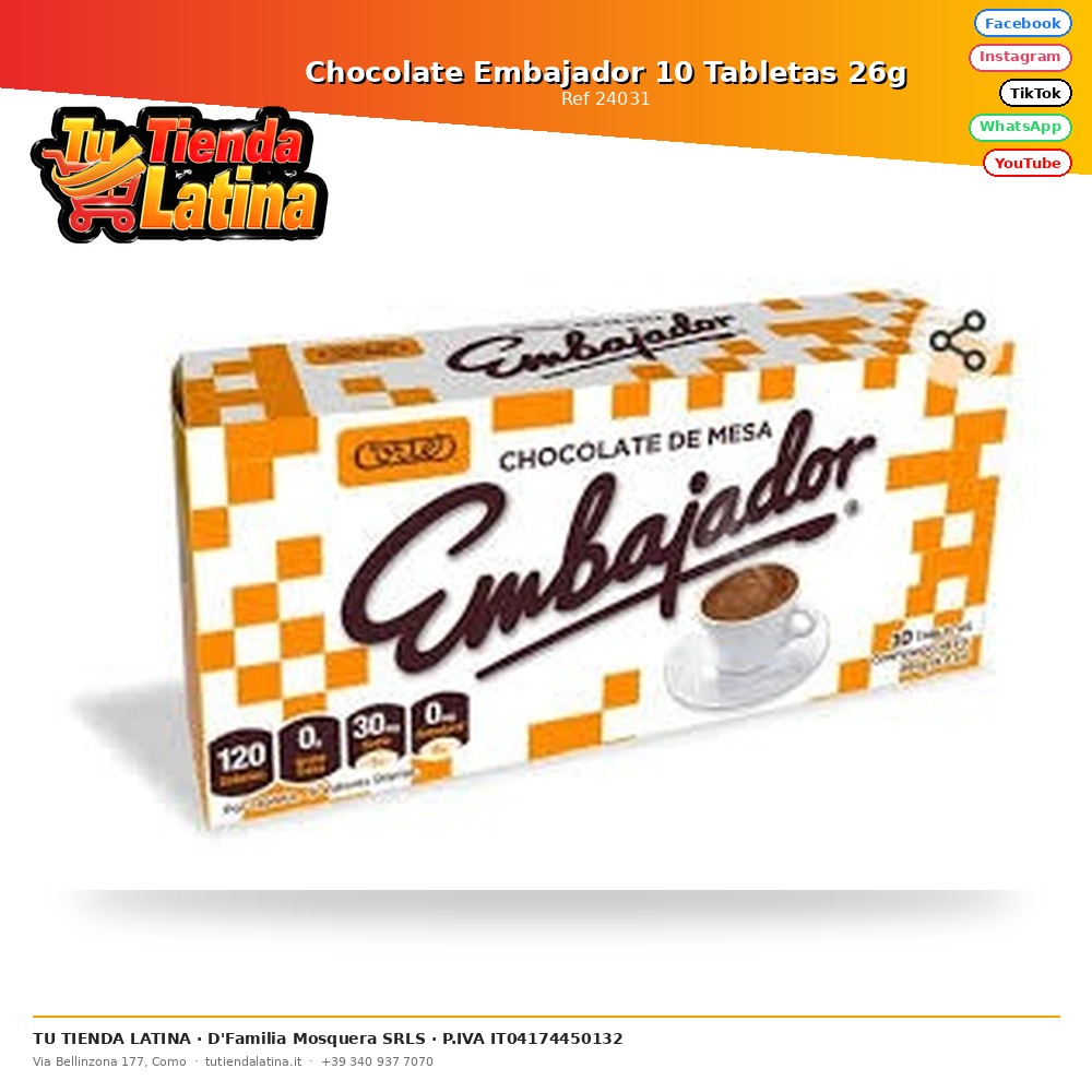 Ambasciatore Cioccolato 10 Compresse 26g
