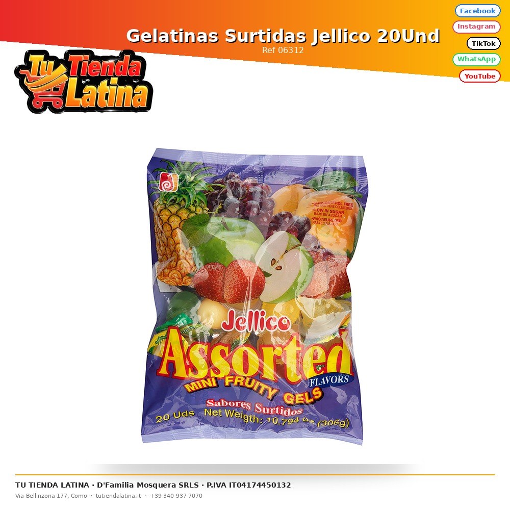 Gelatinas Surtidas Jellico 20Und