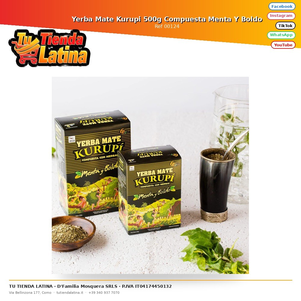 Yerba Mate Kurupi 500g Compuesta Menta Y Boldo