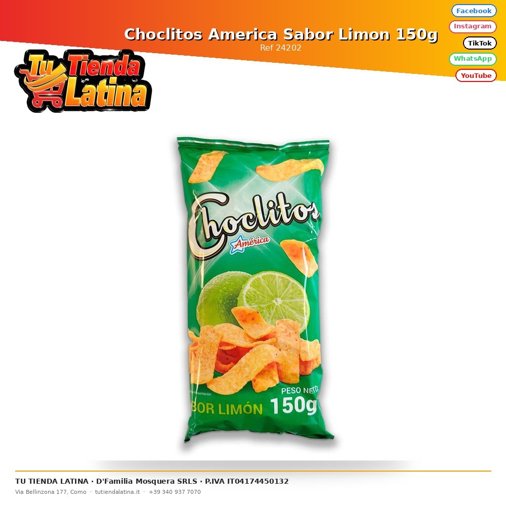 Choclitos America Sabor Limon 150g