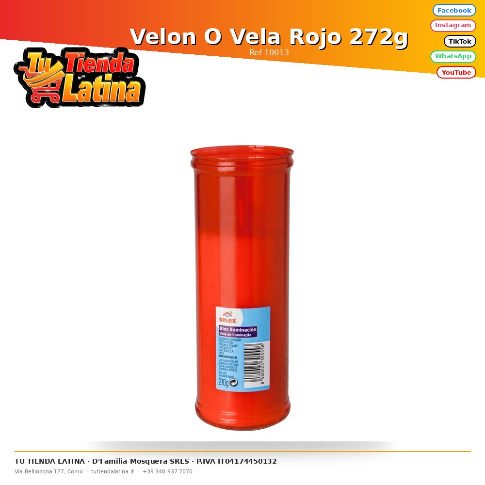 Velon O Vela Rojo 272g