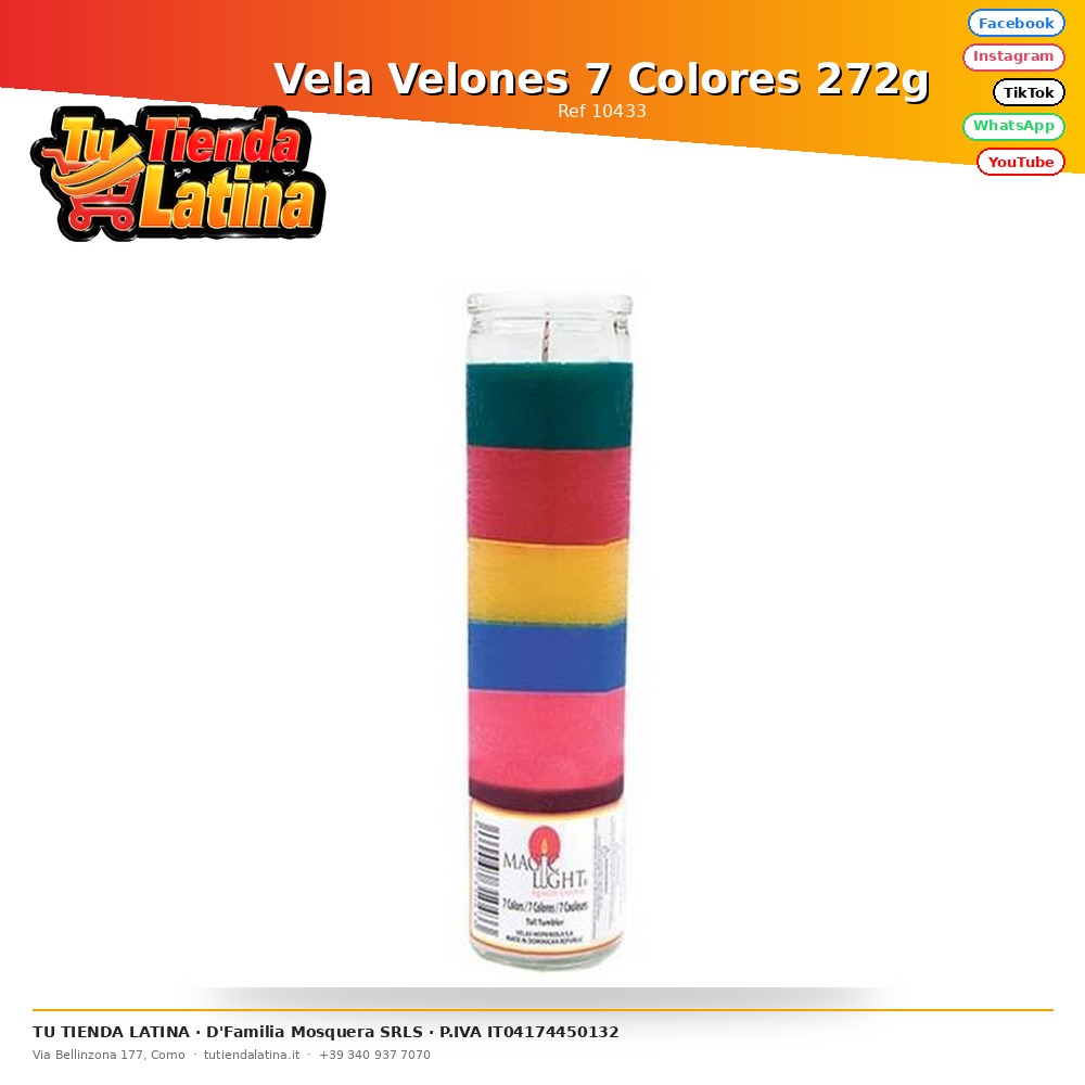 Vela Velones 7 Colores 272g