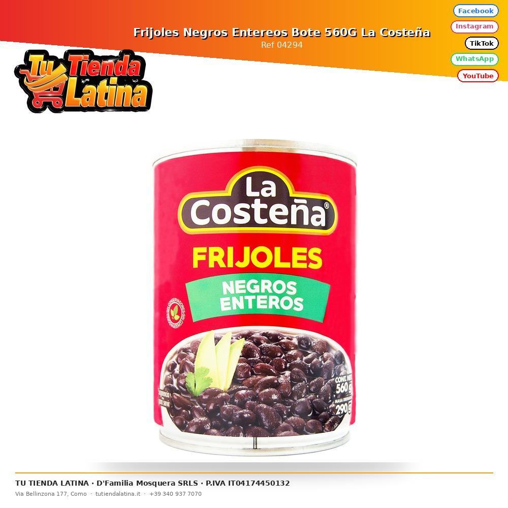 Frijoles Negros Entereos Bote 560G La Costeña