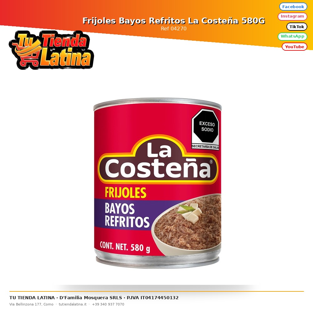 Frijoles Bayos Refritos La Costeña 580G