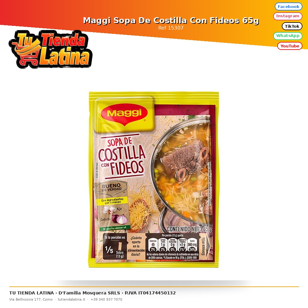 Maggi Sopa De Costilla Con Fideos 65g