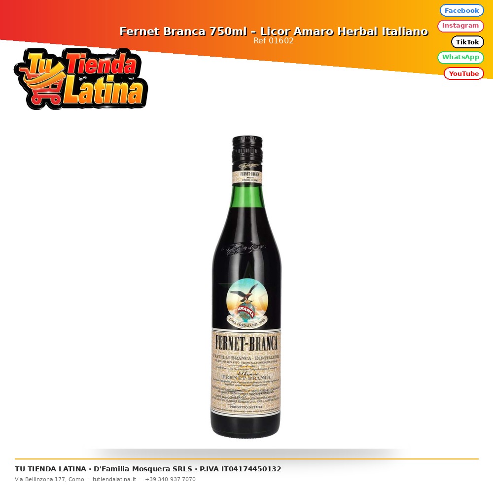 Fernet Branca 750ml – Liquore Amaro alle Erbe Italiane