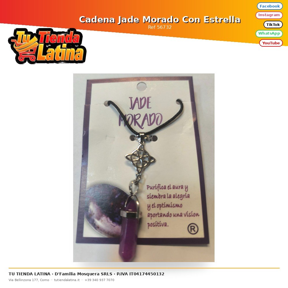 Cadena Jade Morado Con Estrella