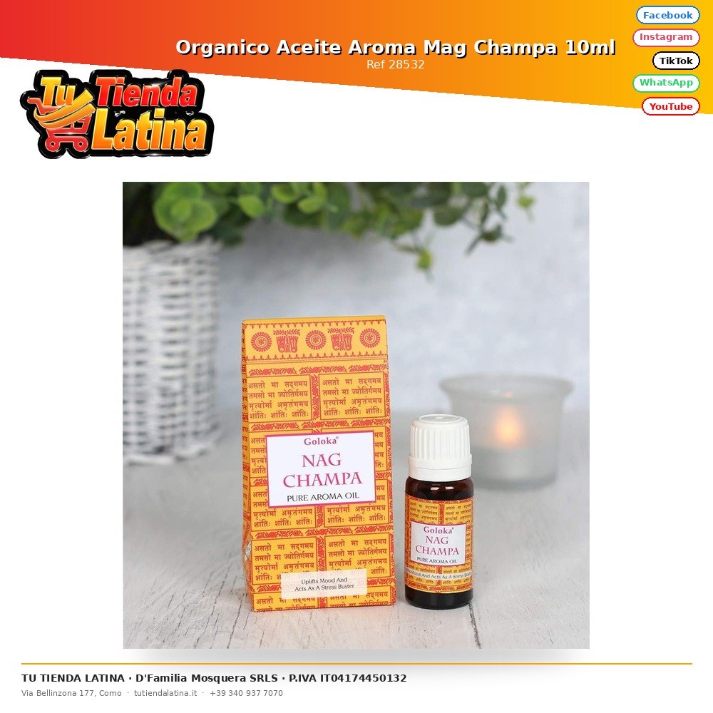 Organico Aceite Aroma Mag Champa 10ml