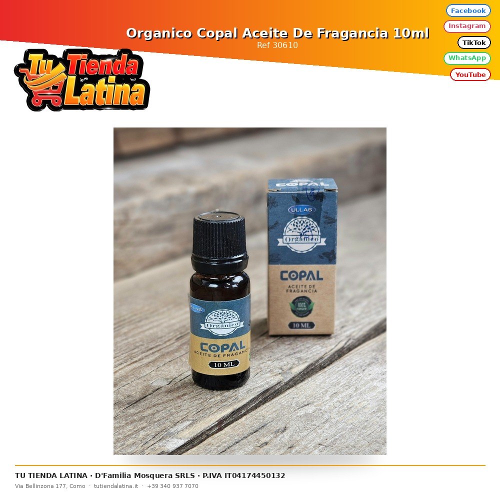 Olio profumato al copale biologico 10ml