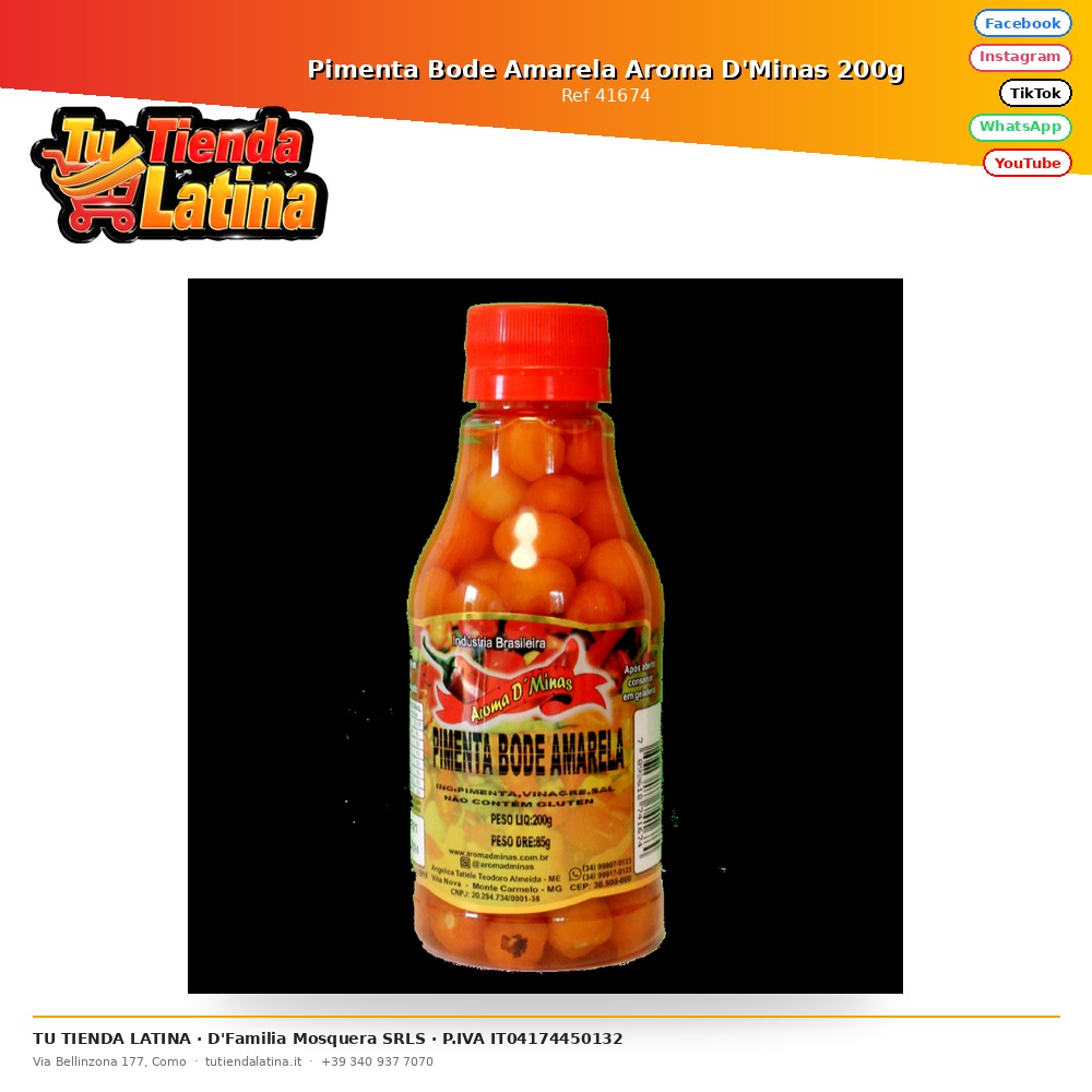 Pimenta Bode Amarela Aroma D'Minas 200g