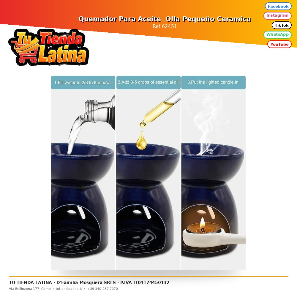 Quemador Para Aceite Olla Pequeño Ceramica