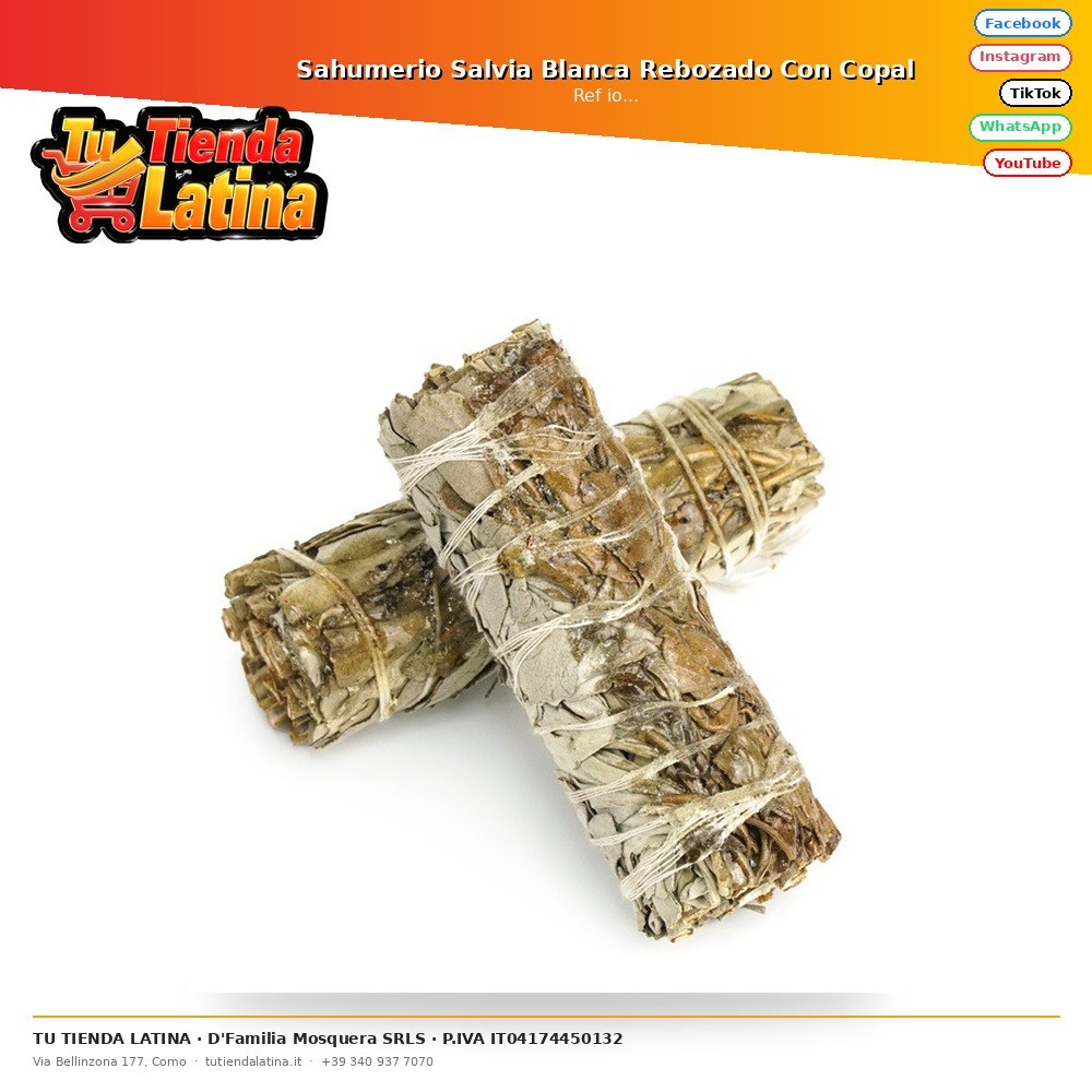 White Sage Sahumerio Coated With Copal