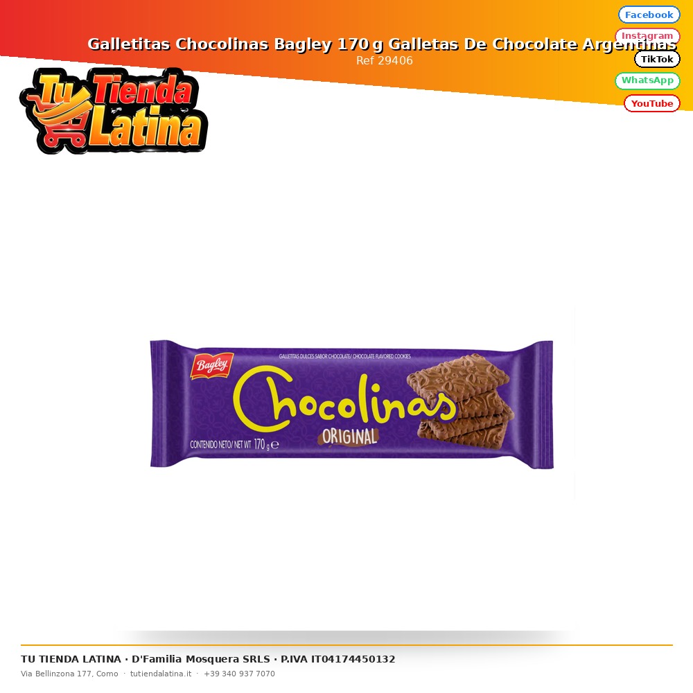 Galletitas Chocolinas Bagley 170 g Galletas De Chocolate Argentinas
