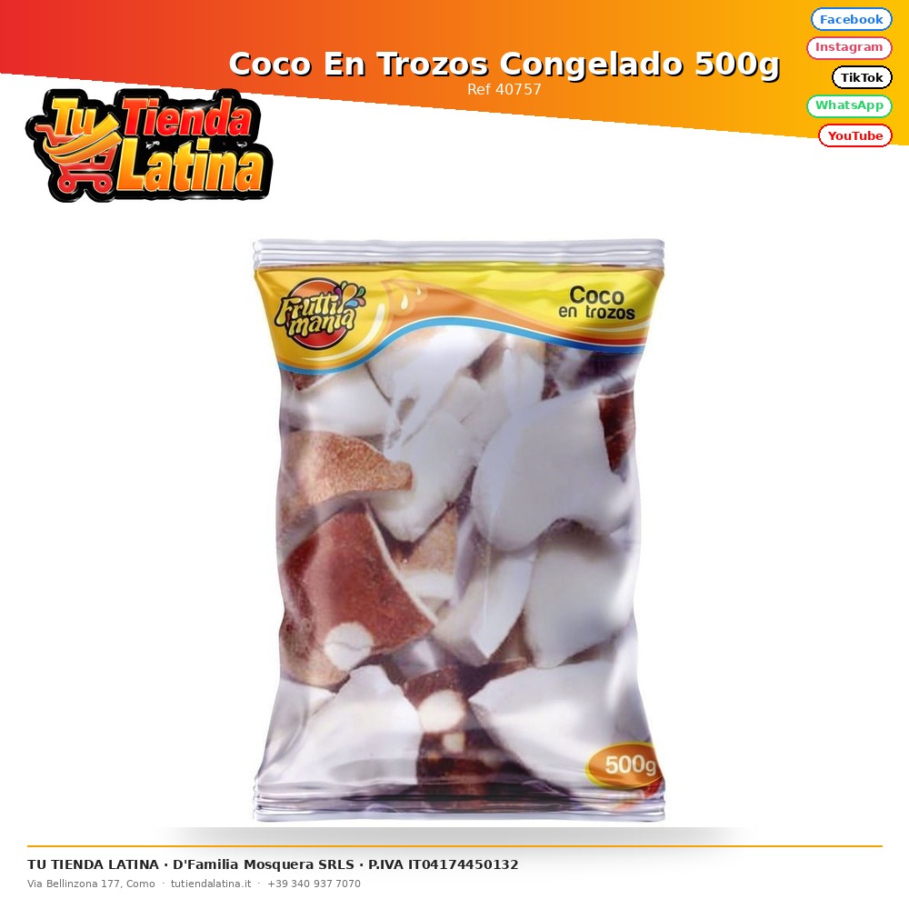 Pezzi di cocco congelato 500g