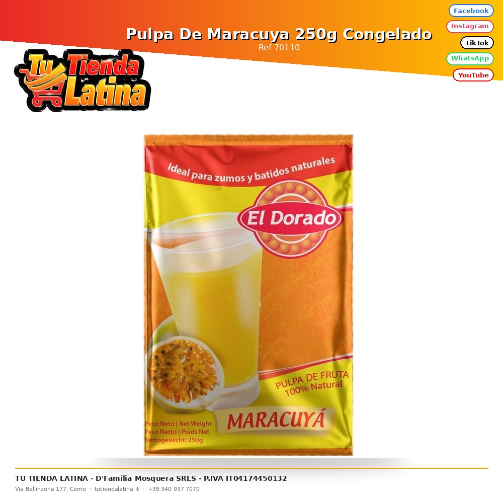 Frozen Passion Fruit Pulp 250g