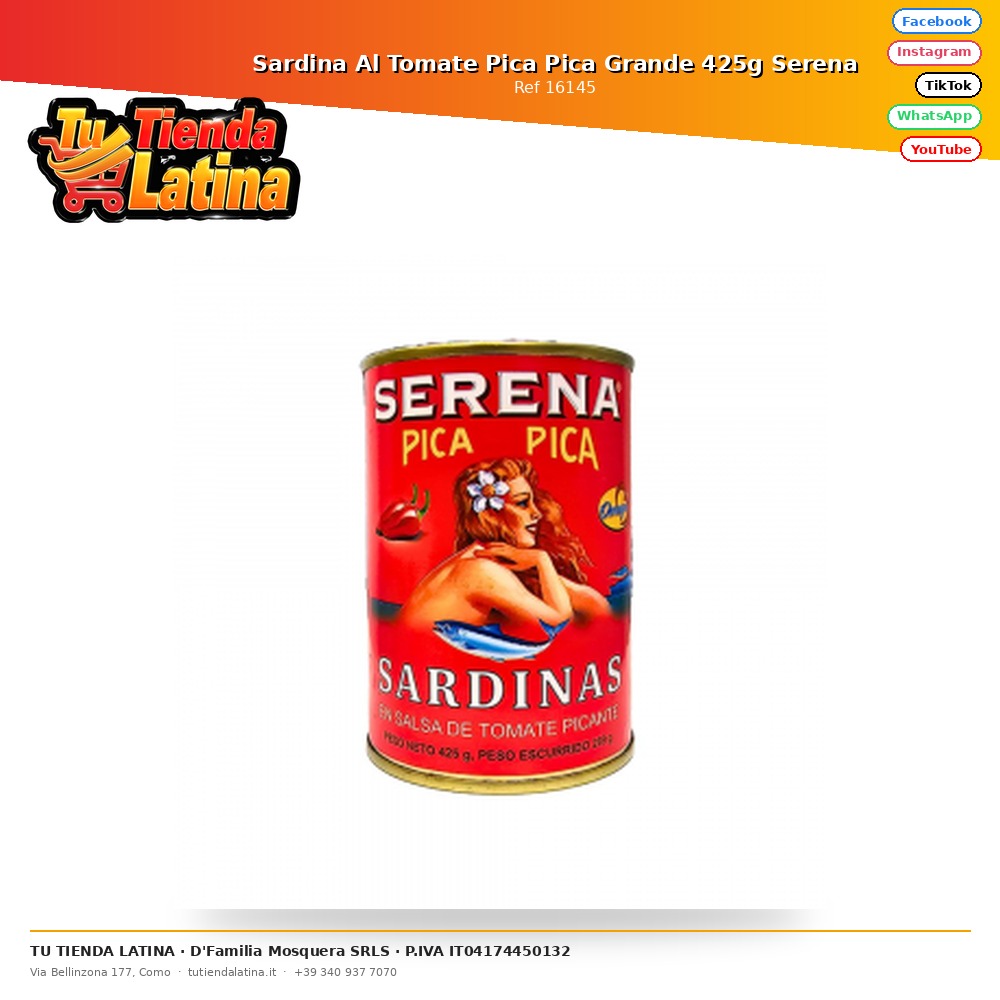 Sardina al Pomodoro Pica Pica Grande 425g Serena