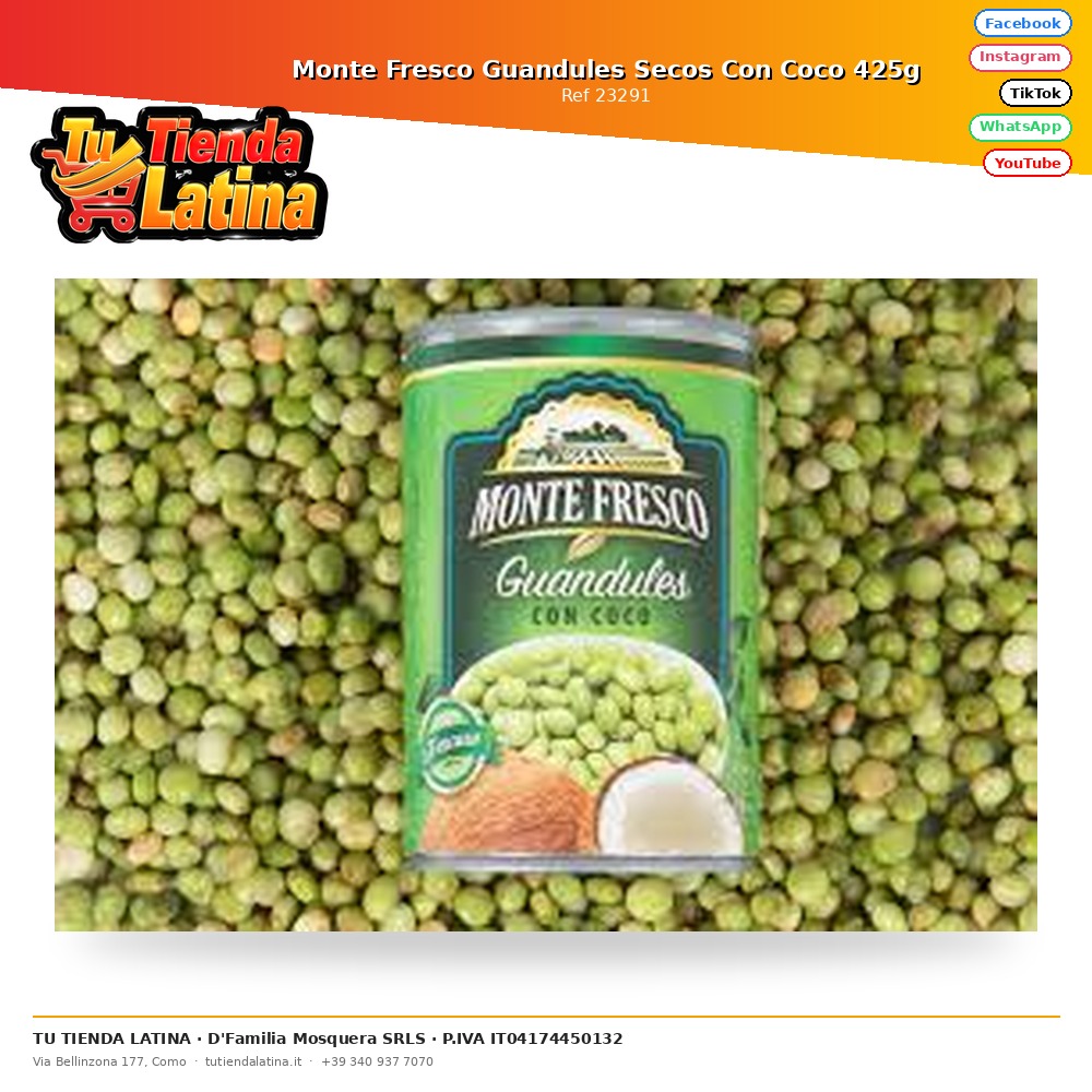 Monte Fresco Dried Guandules With Coconut 425g