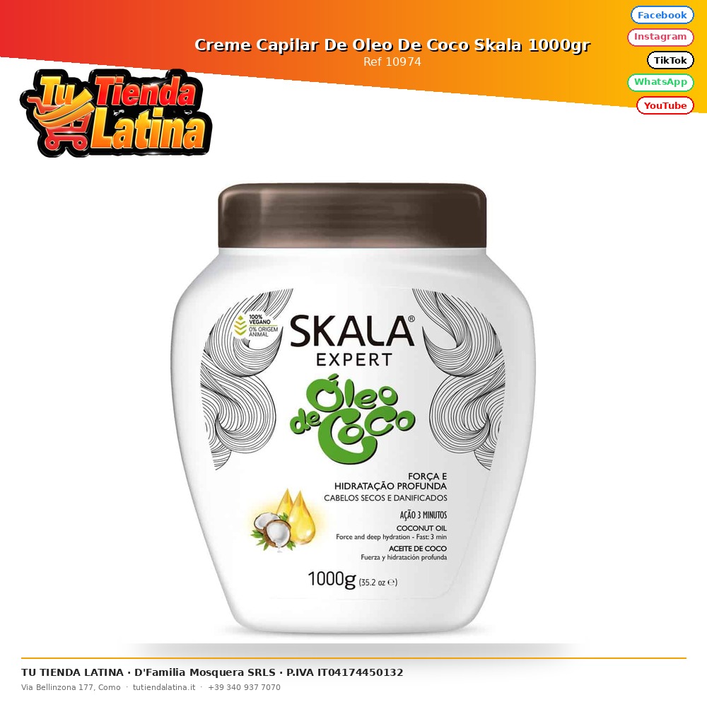 Crema per capelli all'olio di cocco Skala 1000gr