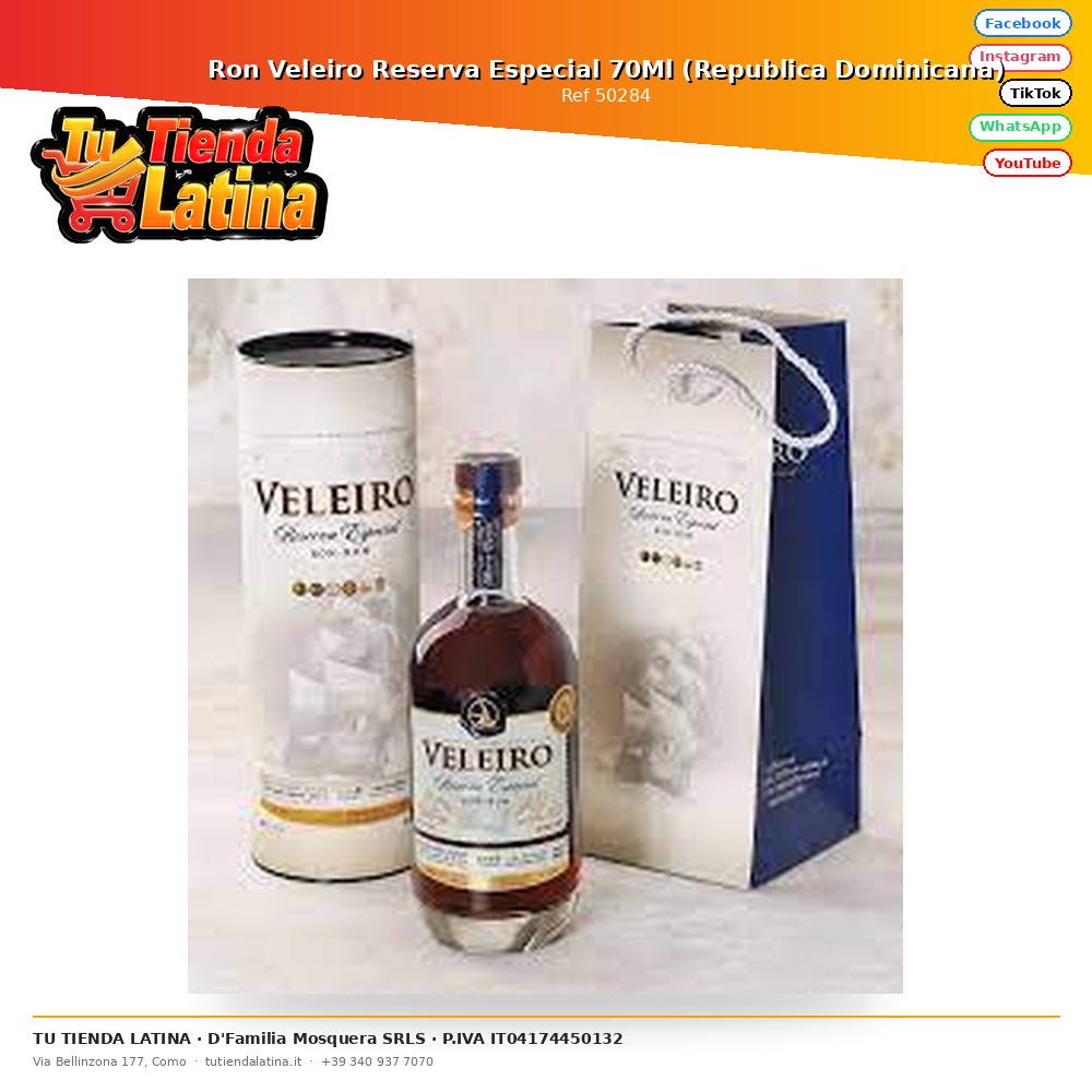 Ron Veleiro Reserva Especial 70Ml (Republica Dominicana)