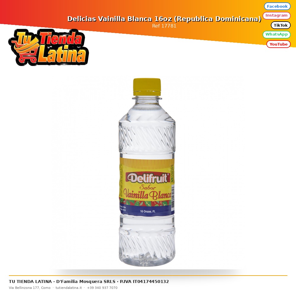 Delicias Vanilla Blanca 16oz (Repubblica Dominicana)