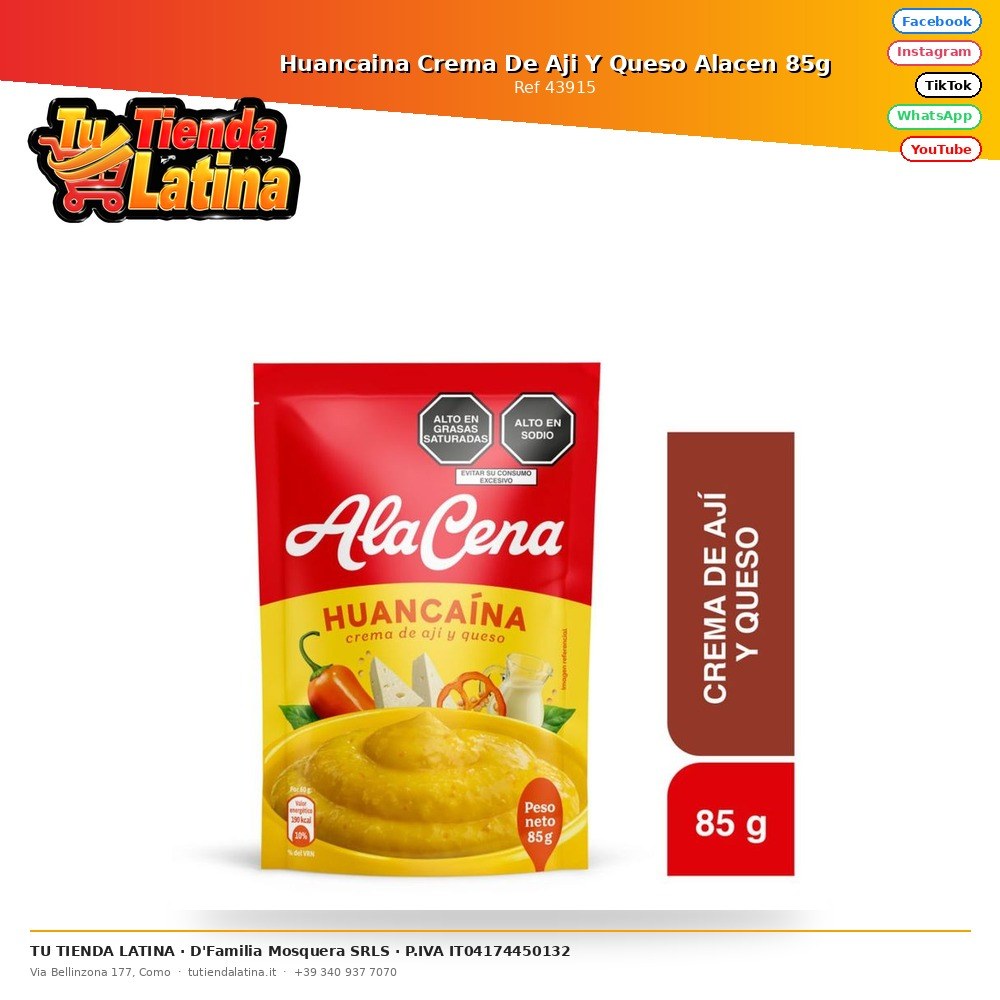 Huancaina Crema De Aji Y Queso Alacen 85g