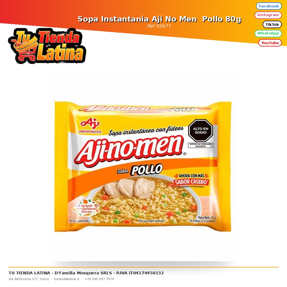 Sopa Instantania Aji No Men Pollo 80g