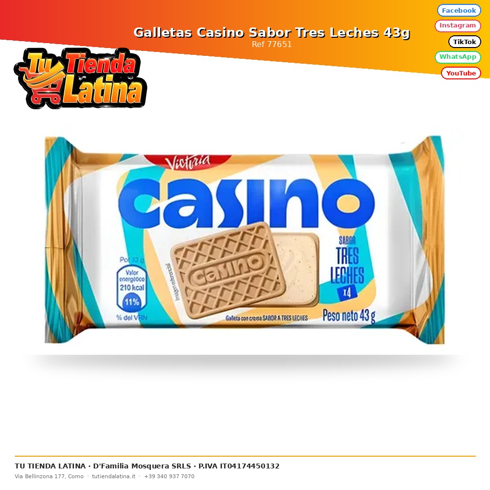 Biscotti del casinò al gusto Tres Leches 43g